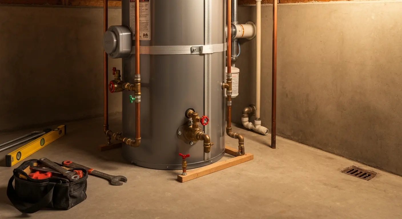 Traditional tank water heater installation