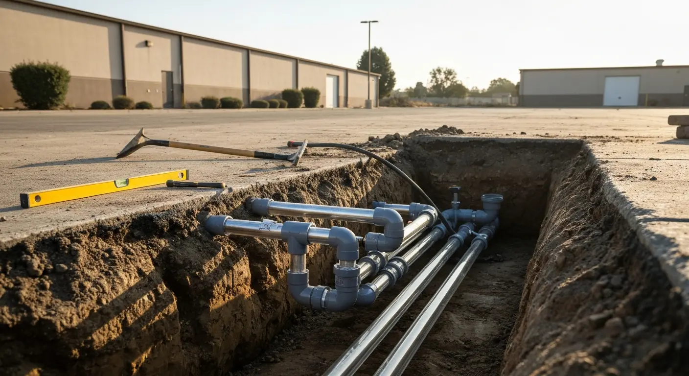 Drain line repair work