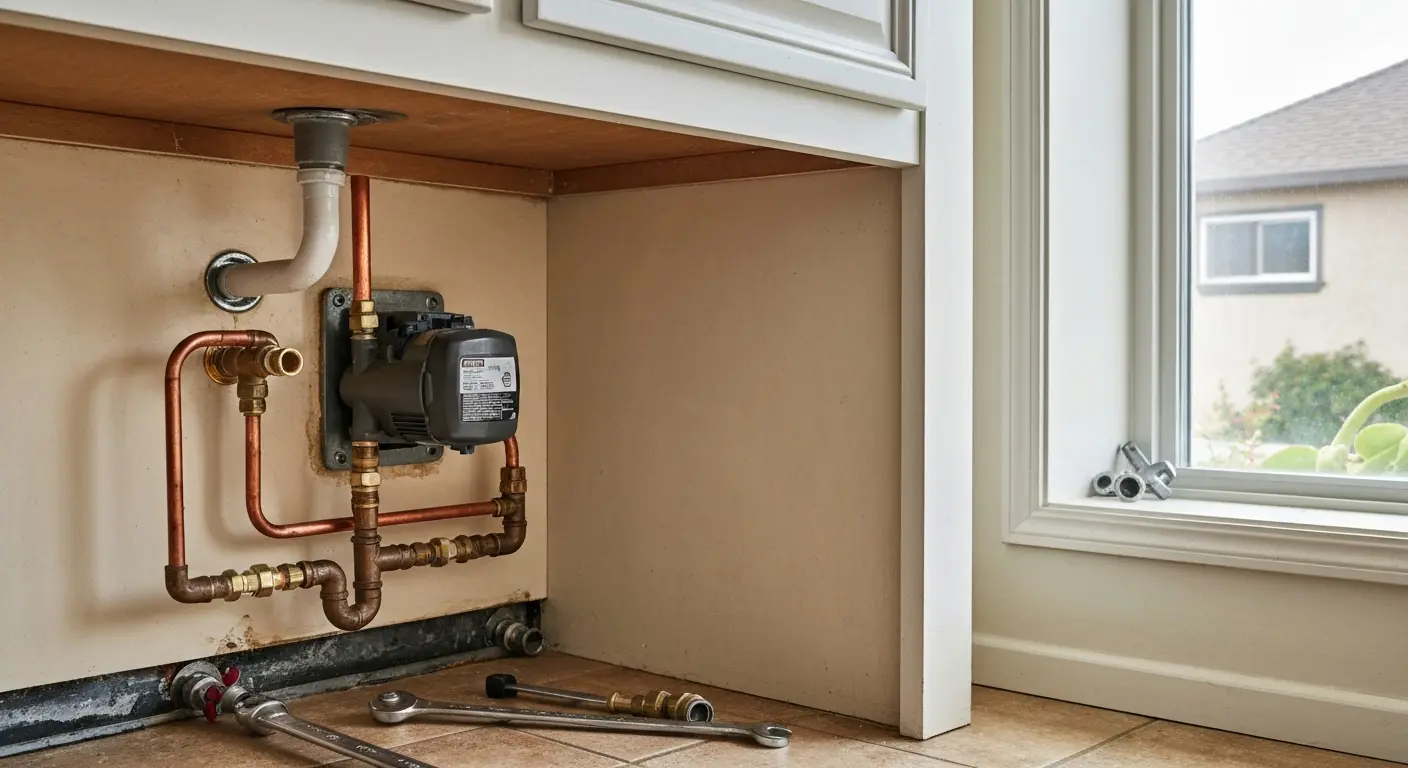 Hot water recirculating pump installation