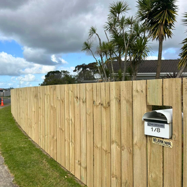 Newly constructed wooden privacy fence in Auckland backyard