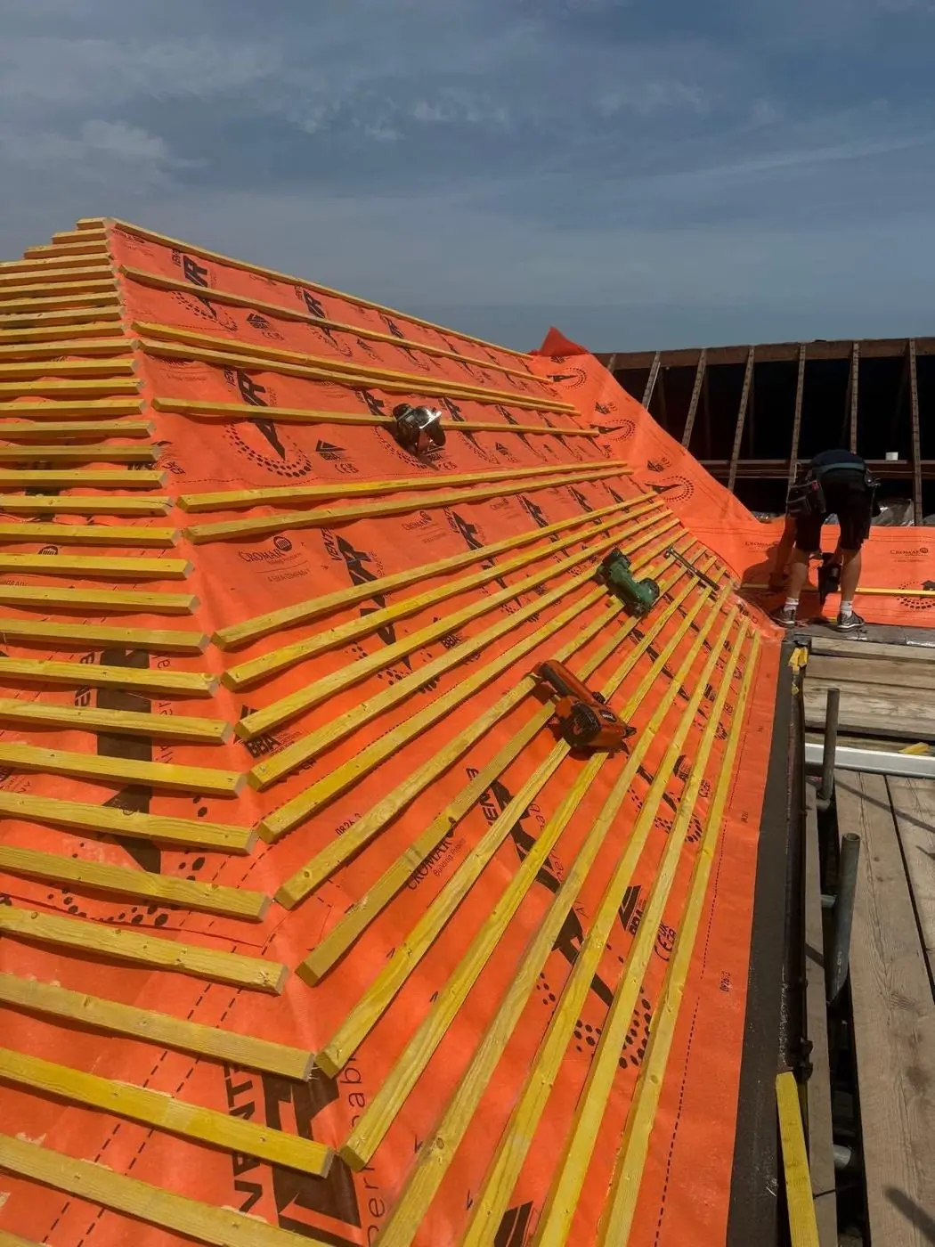 Membrane and battens on a hip roof, Prime Roofing & Guttering, Oxfordshire