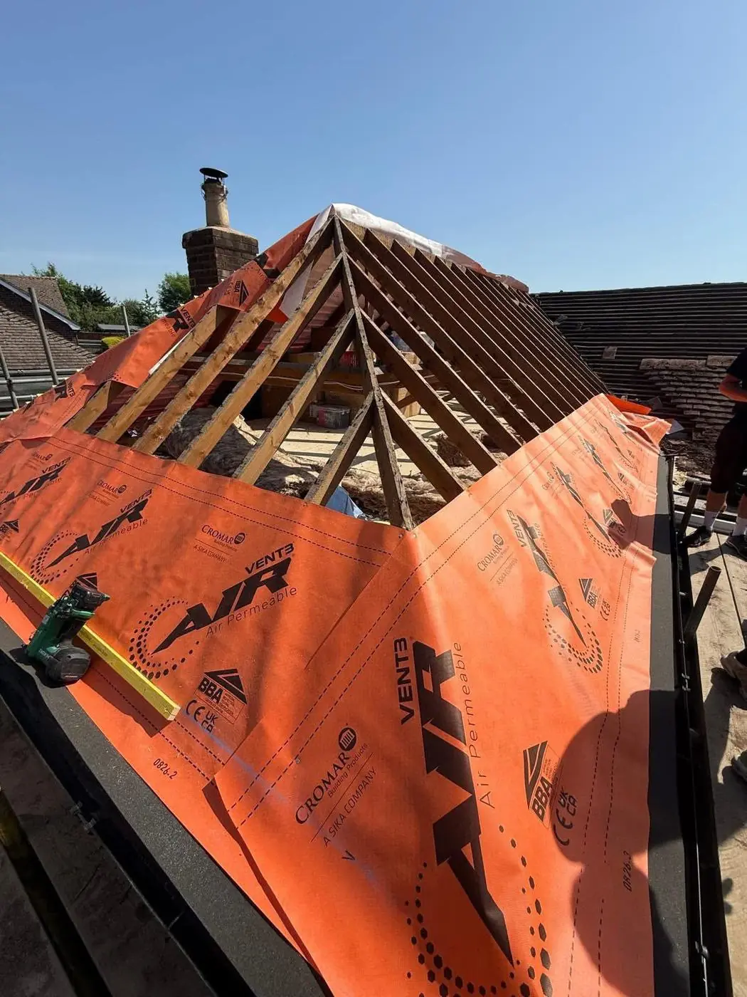New hip roof timbers, Prime Roofing & Guttering, Oxfordshire