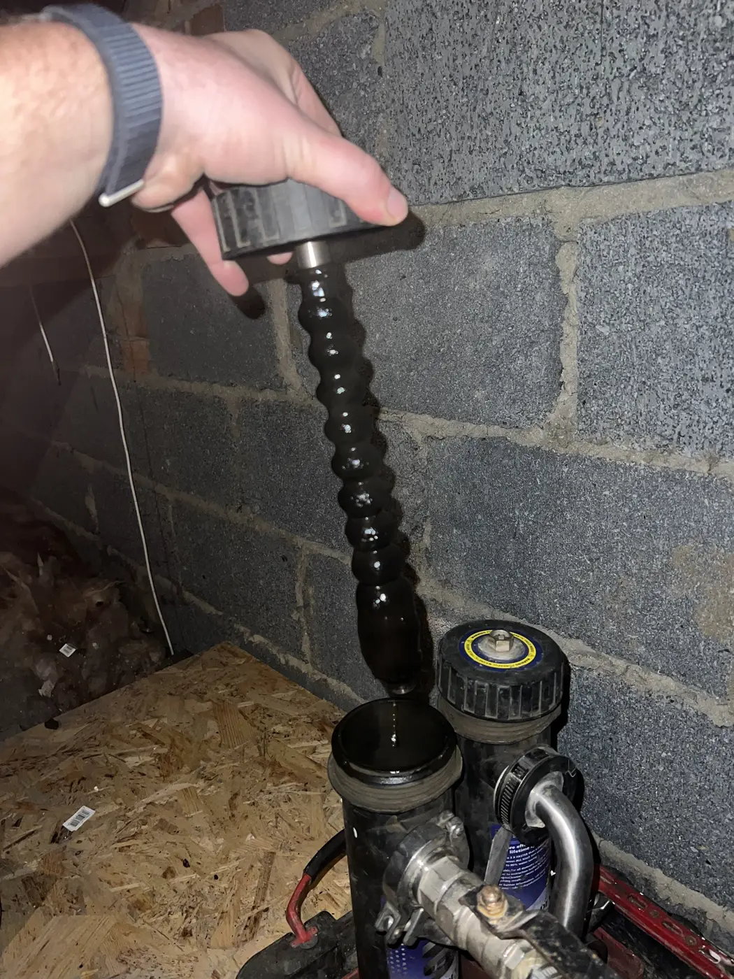 Sludge cleared from a power flush on an Oxford heating system
