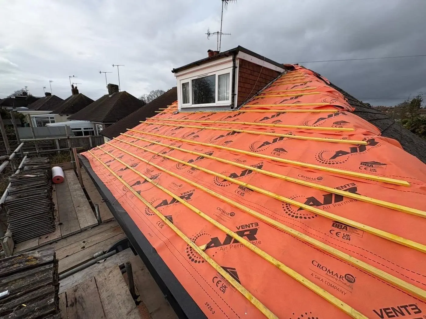 Breathable membrane going on, Prime Roofing & Guttering, Oxfordshire