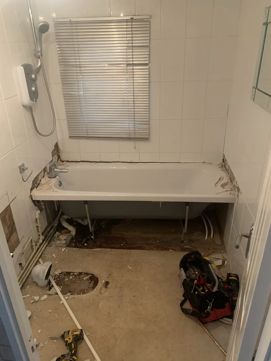 Old bathroom rip-out in an Oxford home