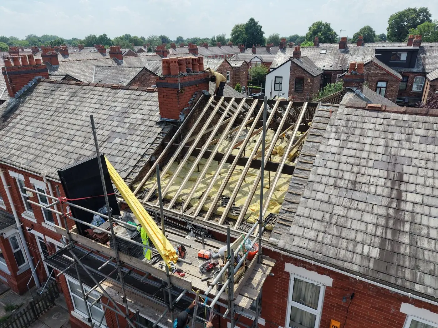Bare rafters before new membrane, Prime Roofing & Guttering, Oxfordshire