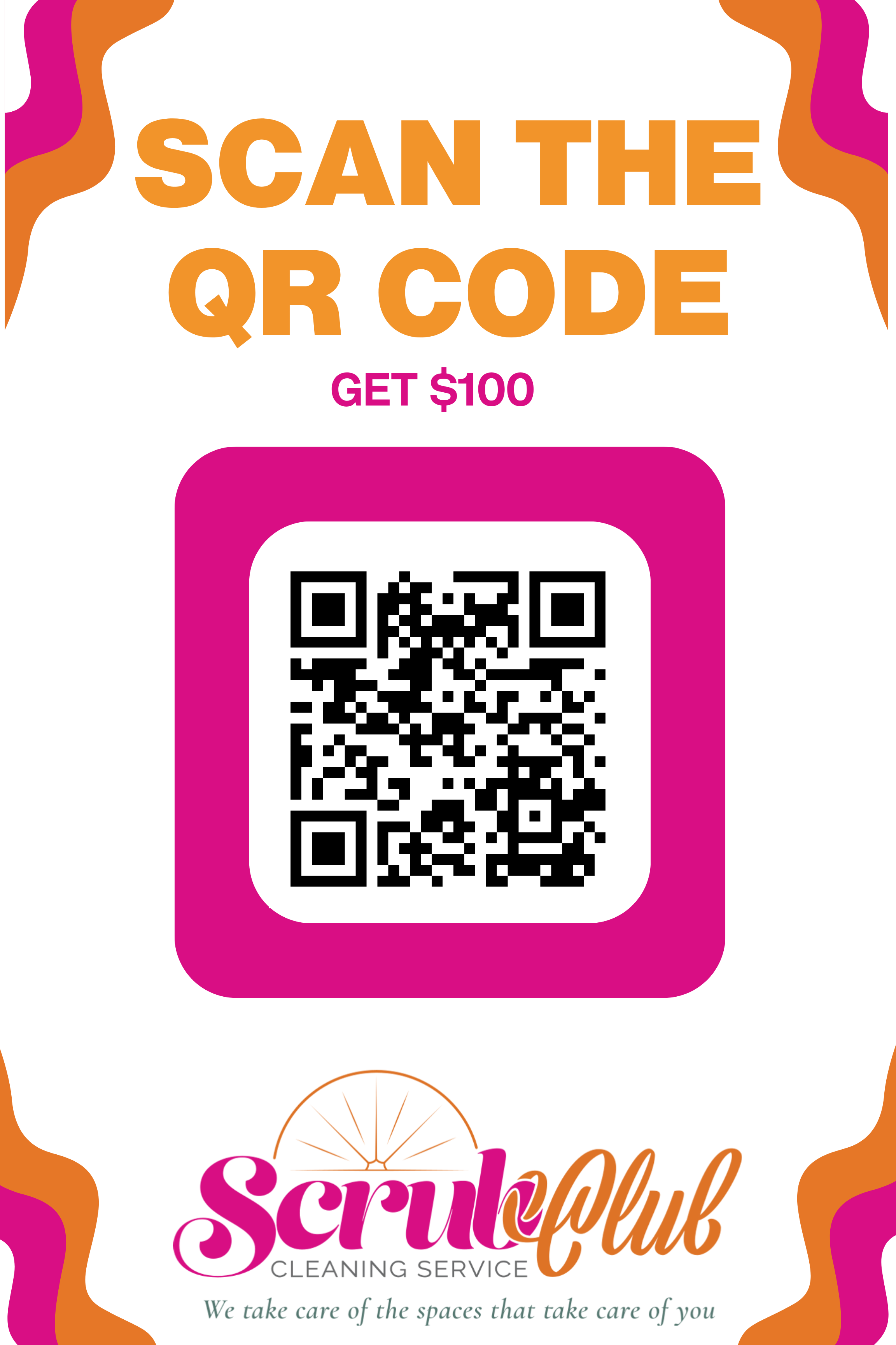 Scrub Club $100 offer poster