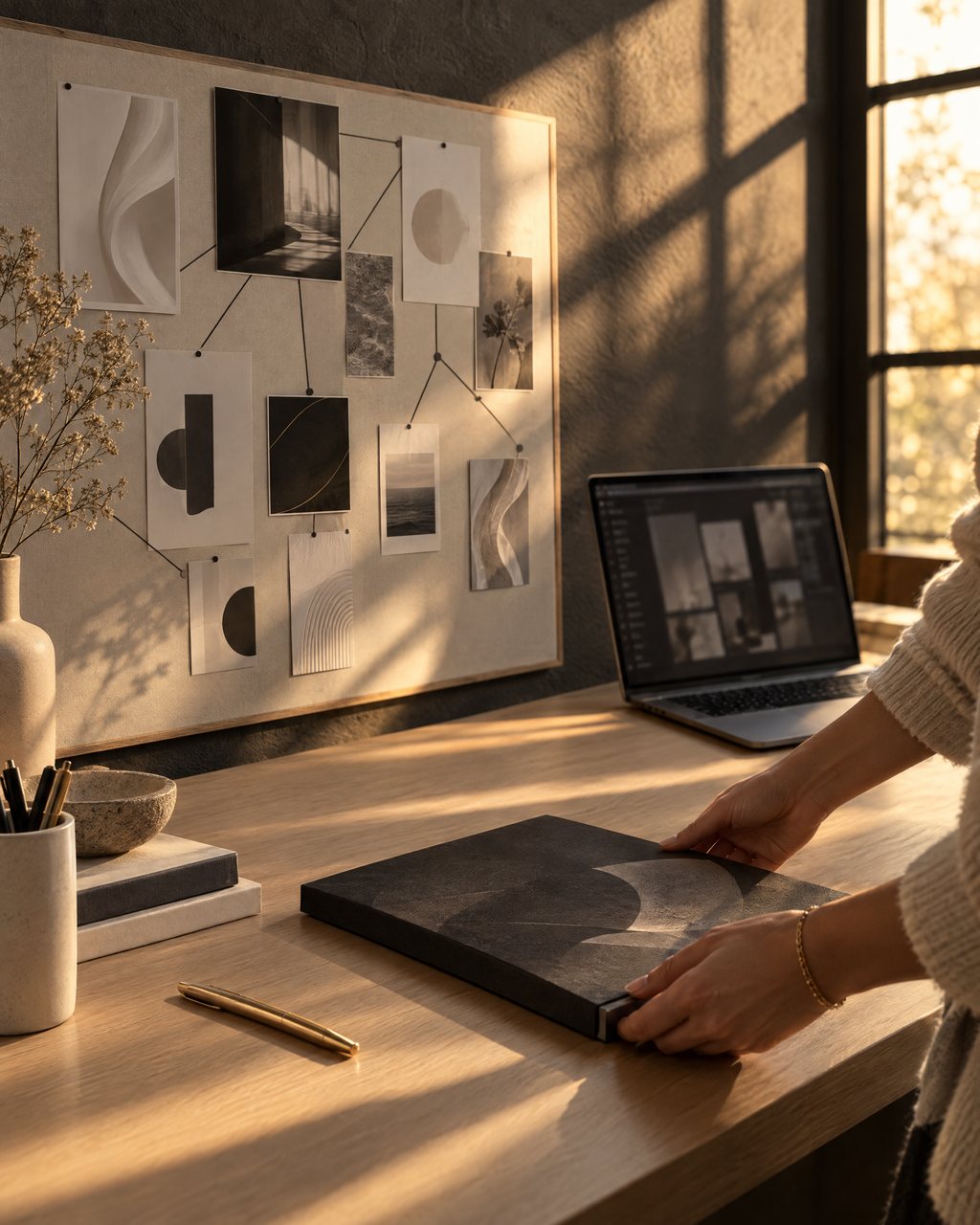 Sample Concept moodboard and creative desk