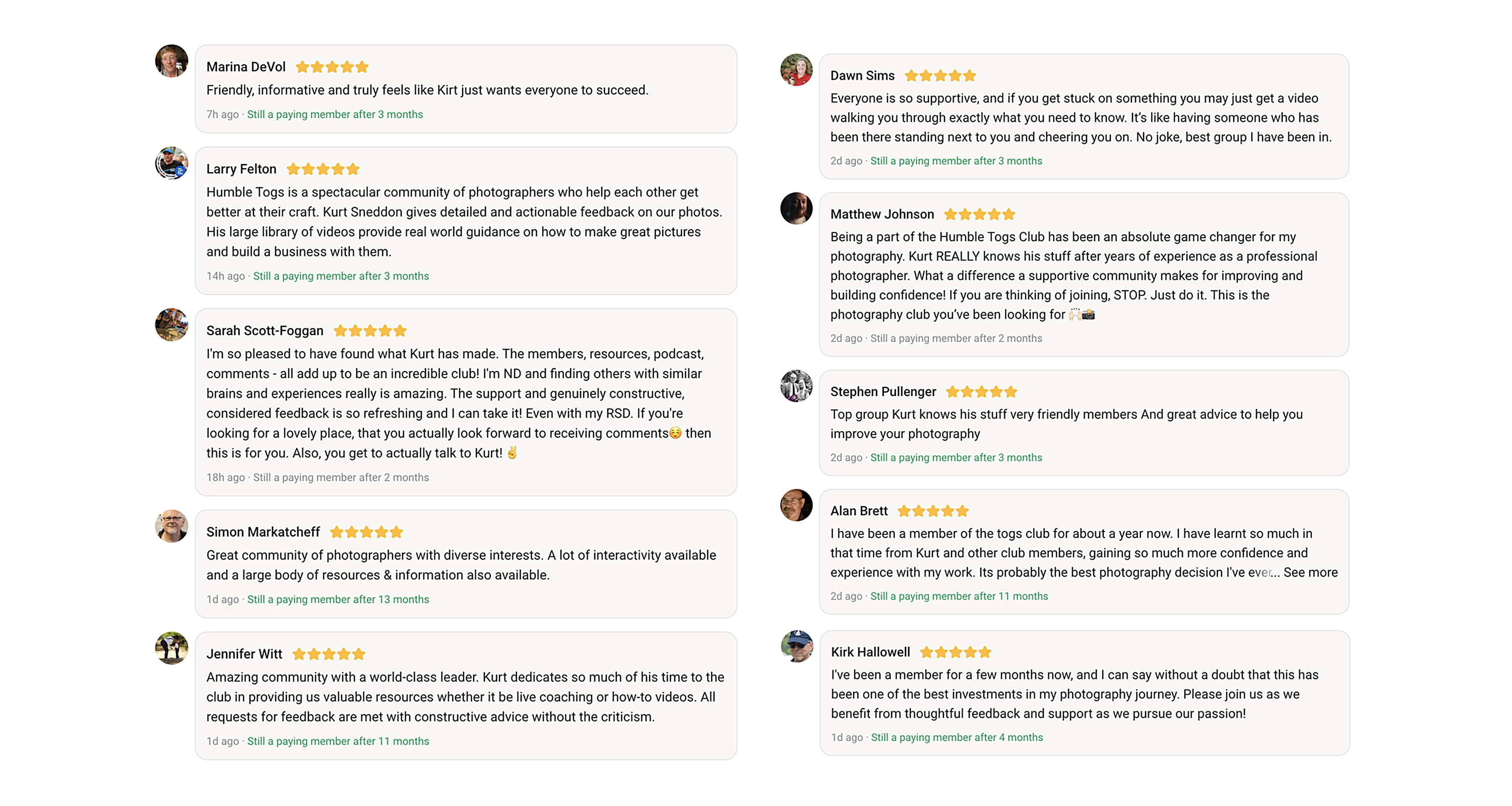 Photographer testimonials