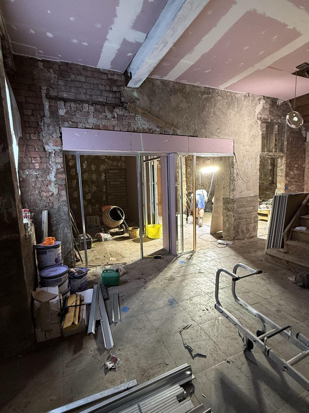 Ground floor opened up, with new studio partitions going in