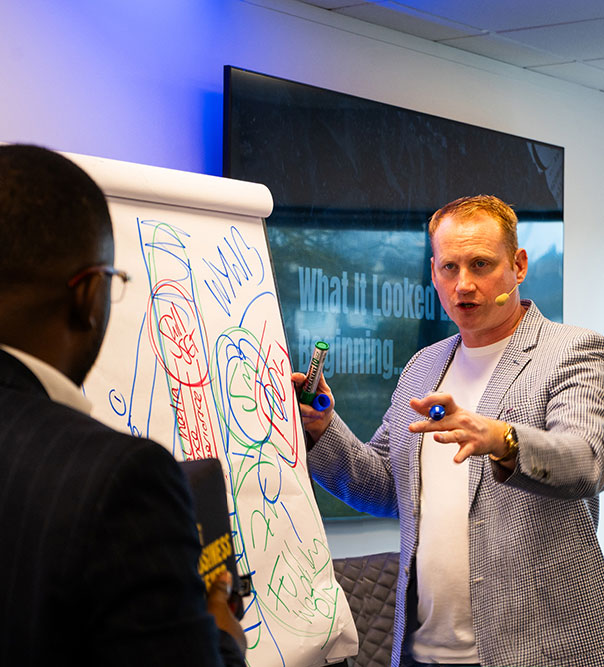 Adam Stott explaining the Business Scale-Up Day