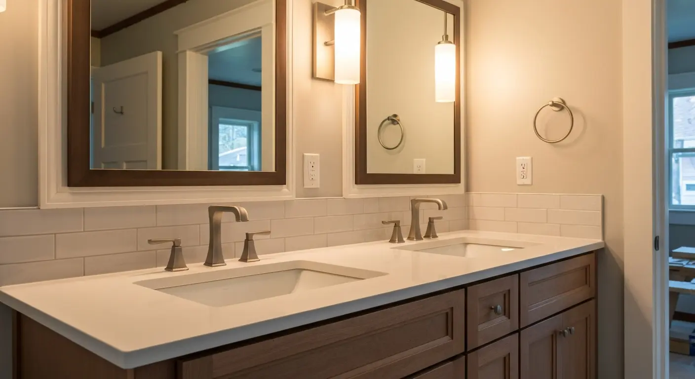 Modern bathroom vanity with lighting