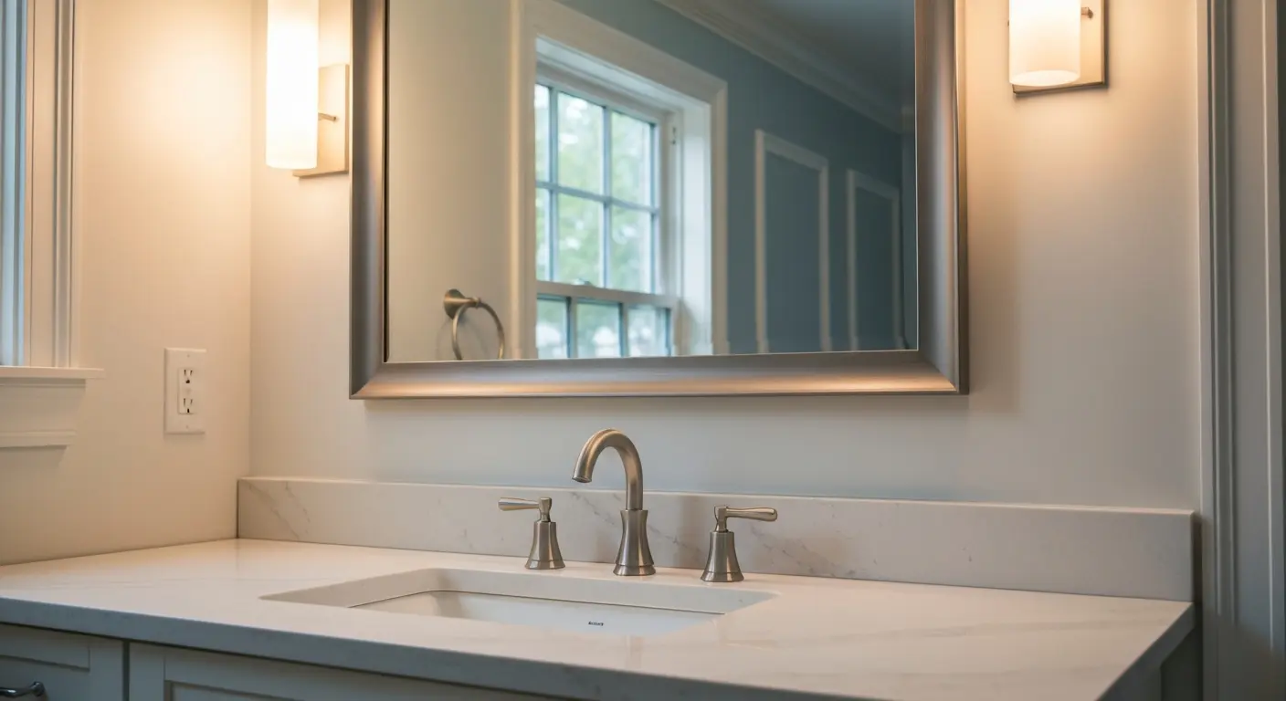 Bathroom faucet and mirror installation