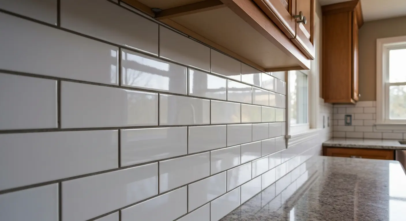 Subway tile backsplash installation