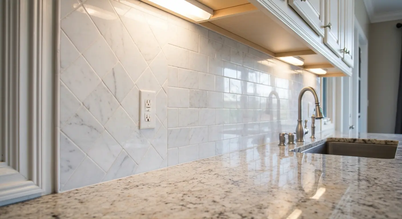 Stone marble backsplash