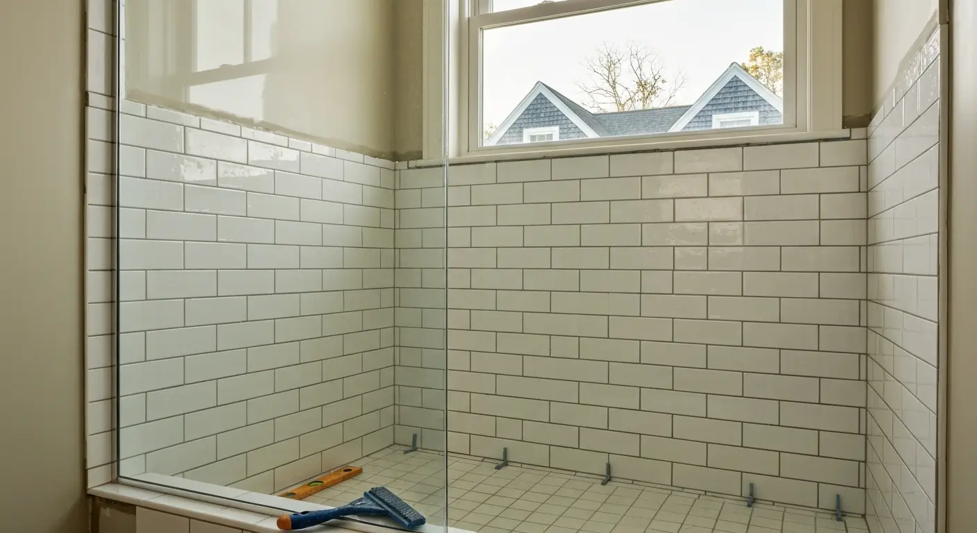 Bathroom tile shower installation
