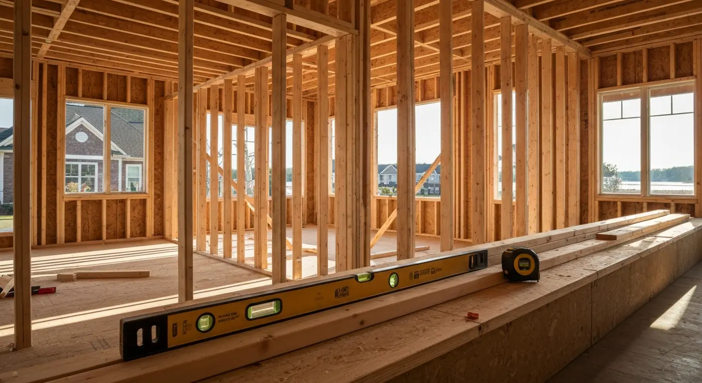 Framing work on a home remodel