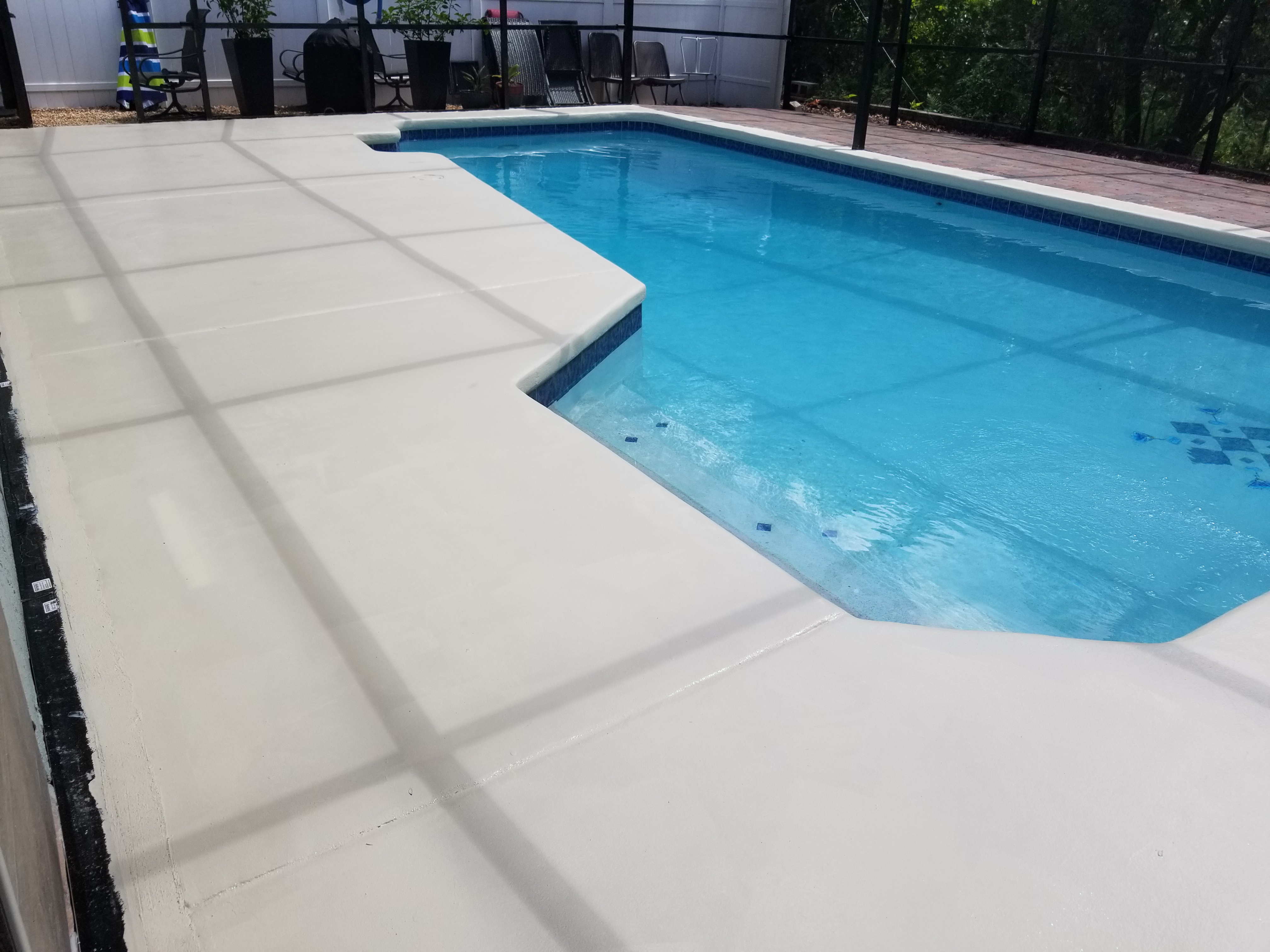 Pool deck concrete resurfacing