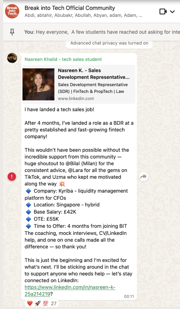 Community message from Nasreen announcing their tech sales offer
