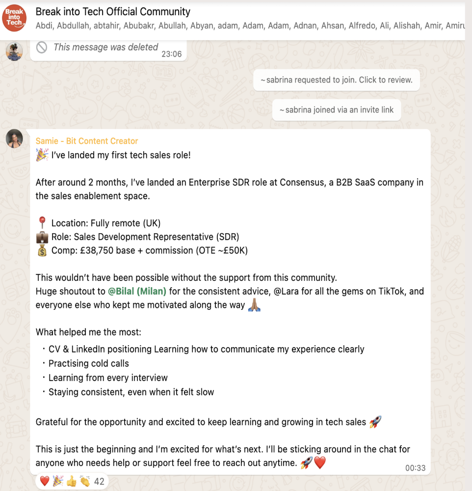 Message from Samie announcing their offer at Consensus