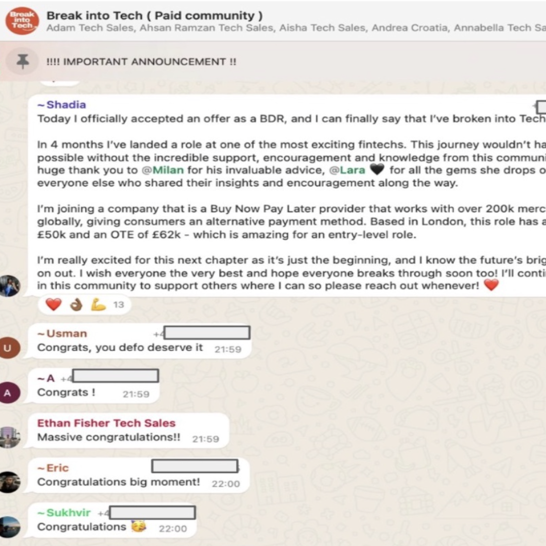 Community message from Shadia announcing their tech sales offer