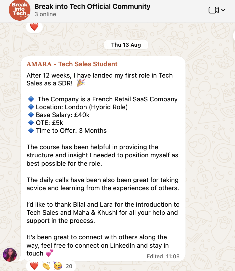 Community message from Amara announcing their tech sales offer