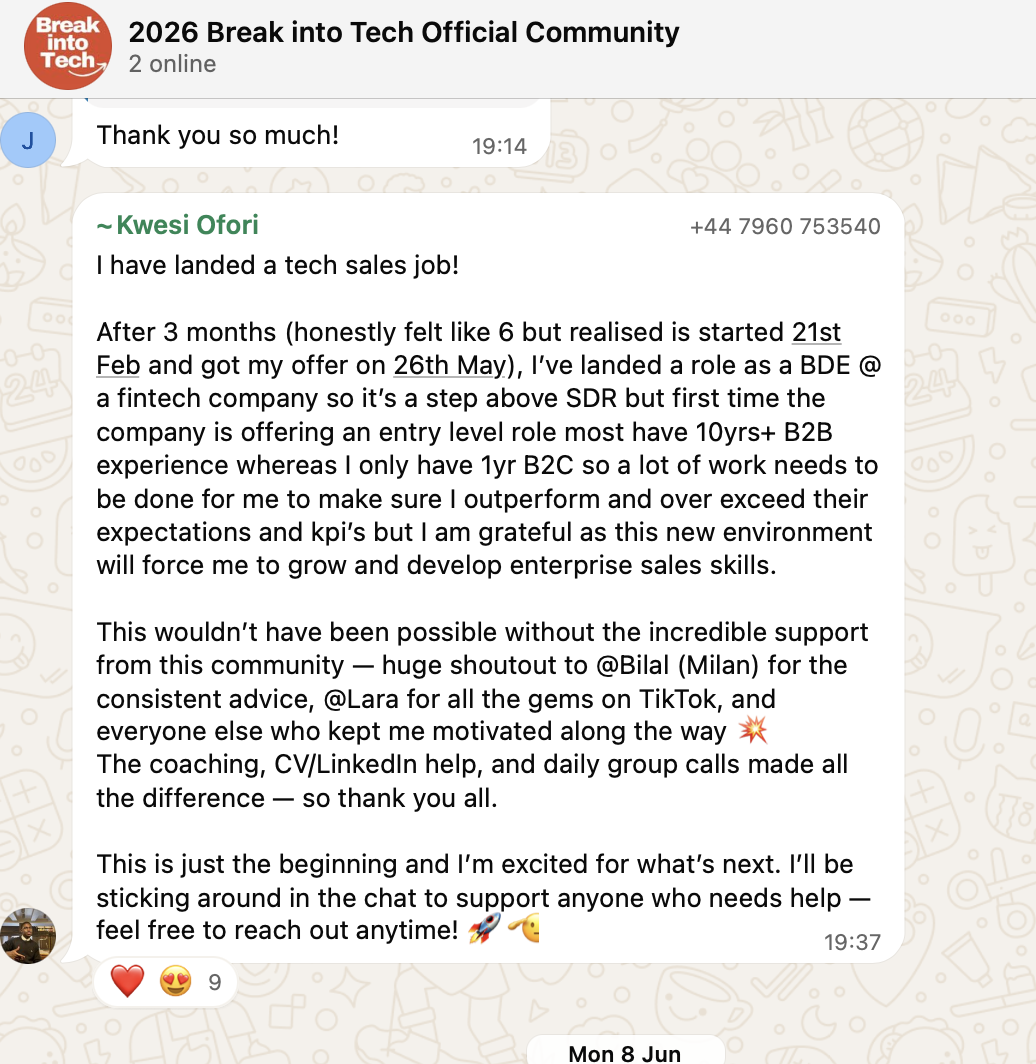 Community message from Kwesi announcing their tech sales offer