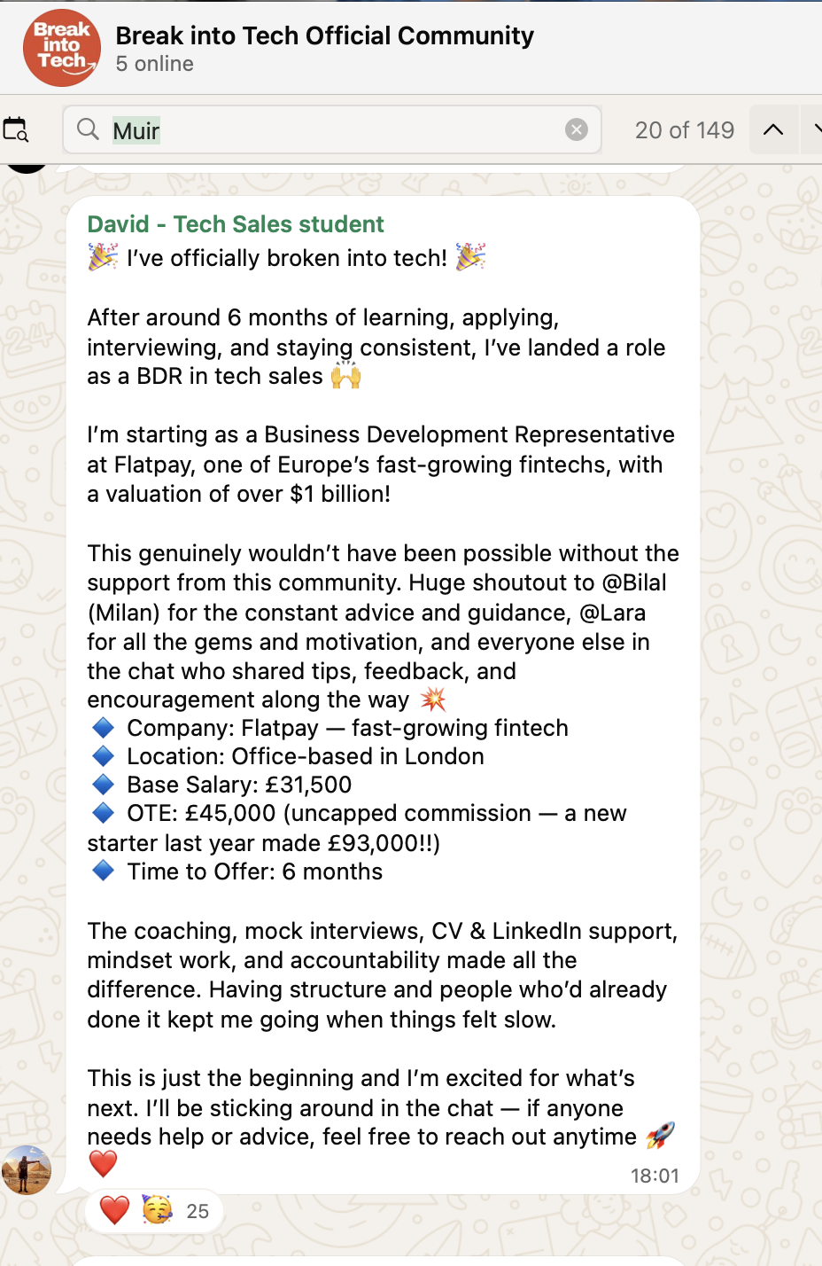 Community message from David announcing their tech sales offer