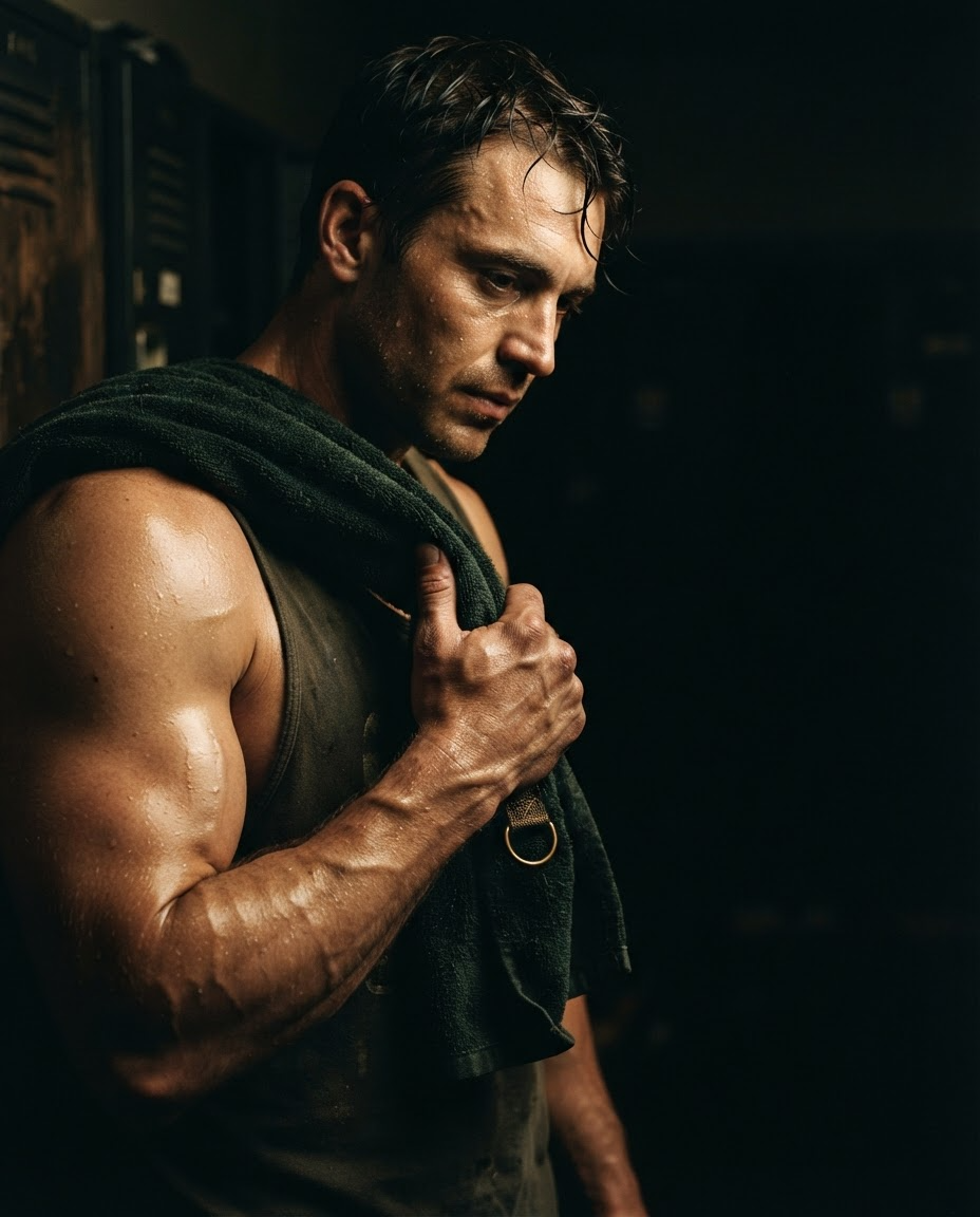 Athlete holding a towel after training