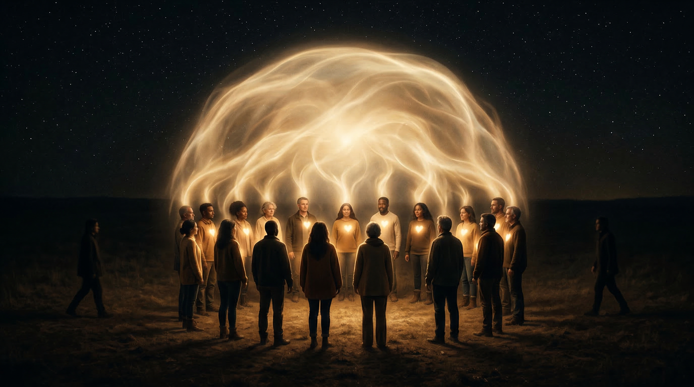 Celestial arch with silhouettes