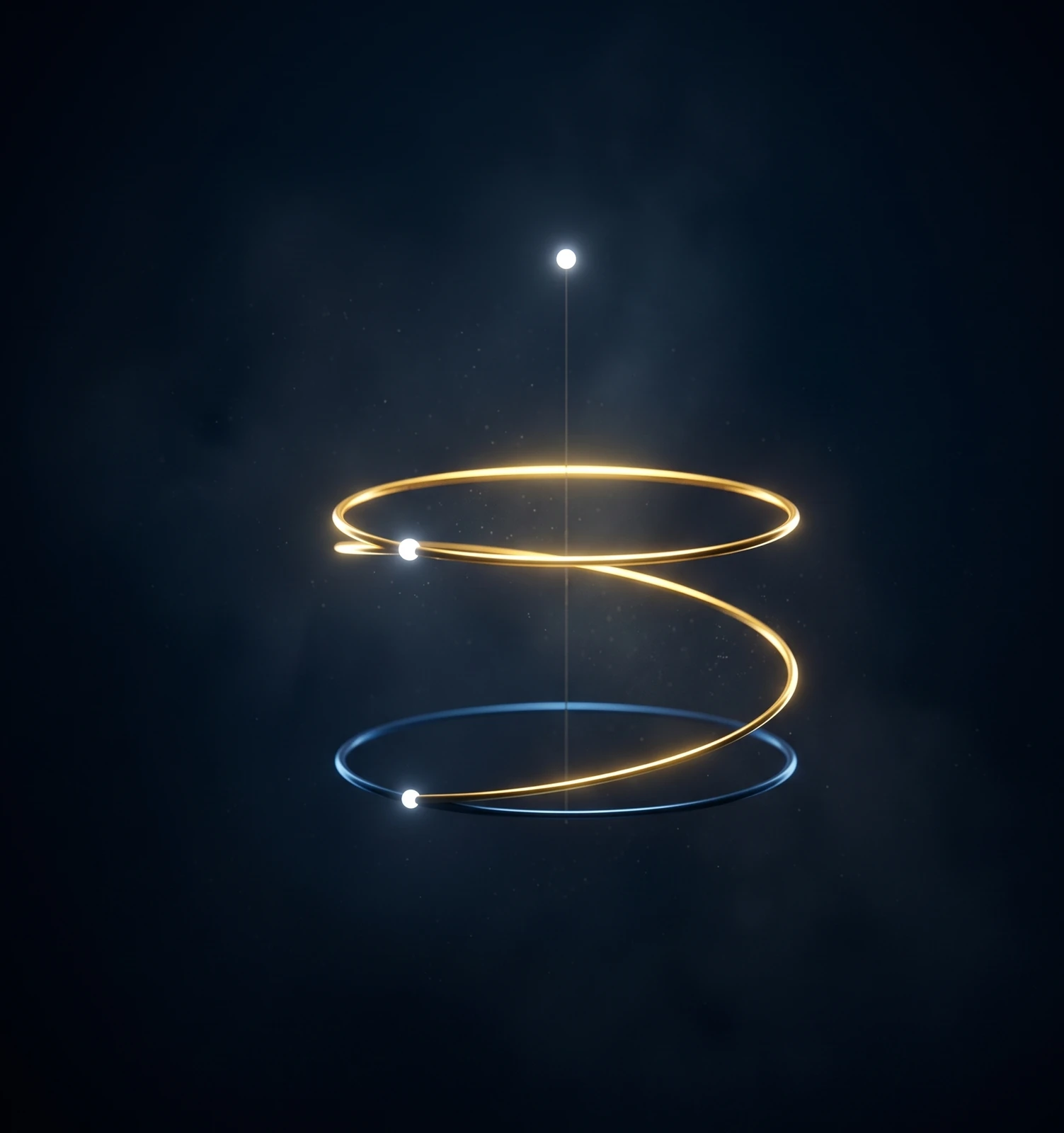 The spiral closing: the return arriving higher than the departure, origin and destination revealed as one point.