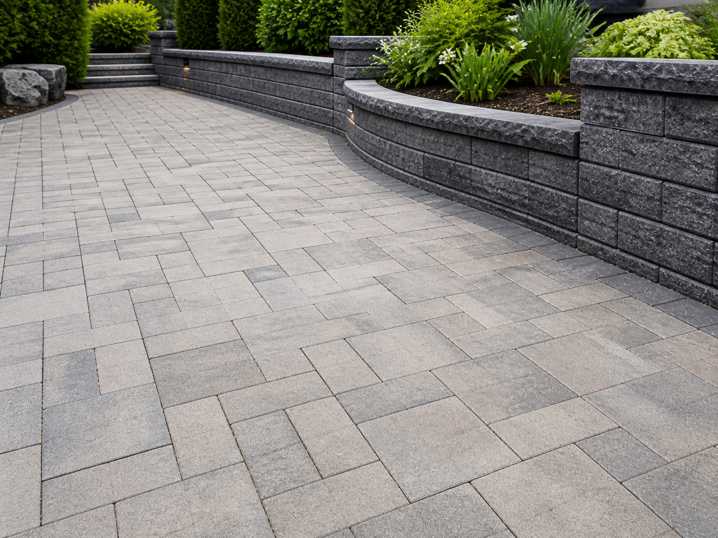 Installation de pavé uni résidentiel