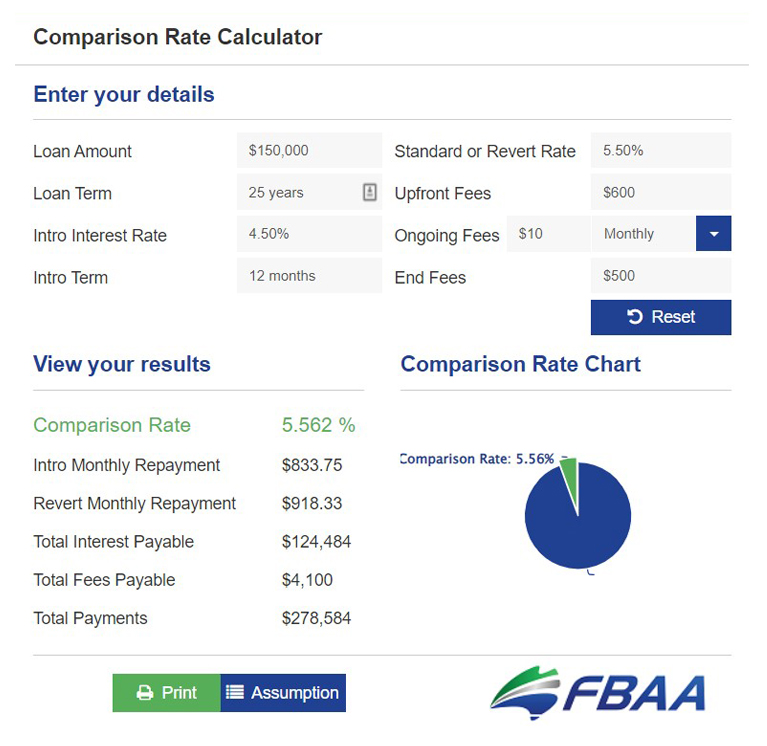 Comparison Rate Calculator
