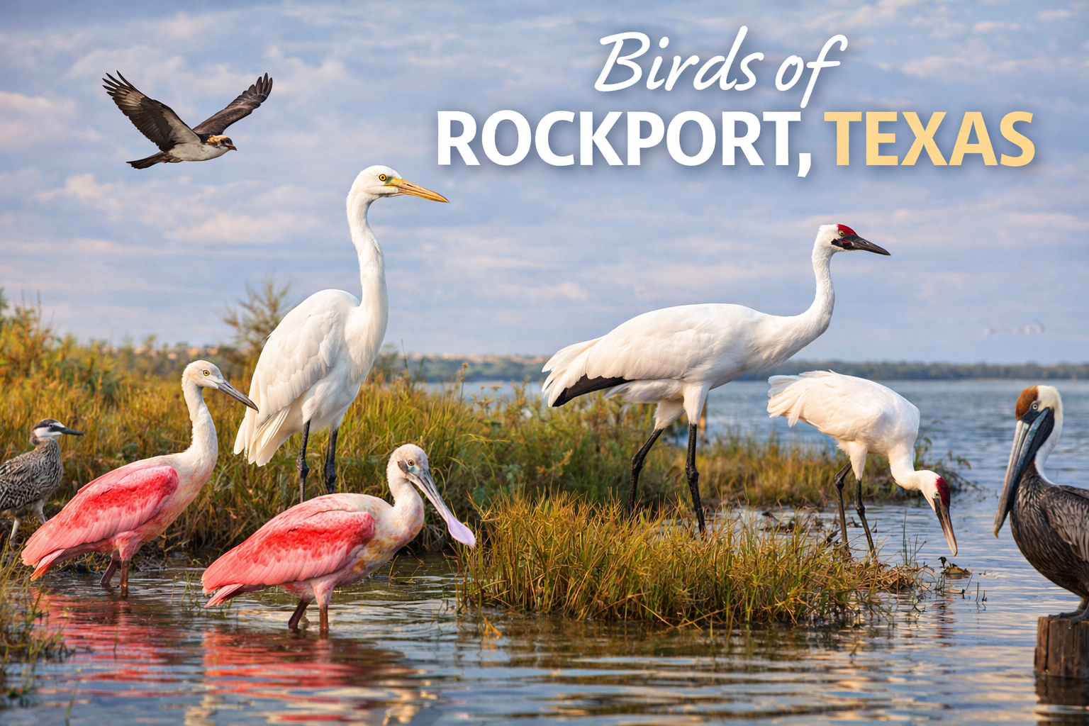Whooping cranes at Aransas National Wildlife Refuge Texas