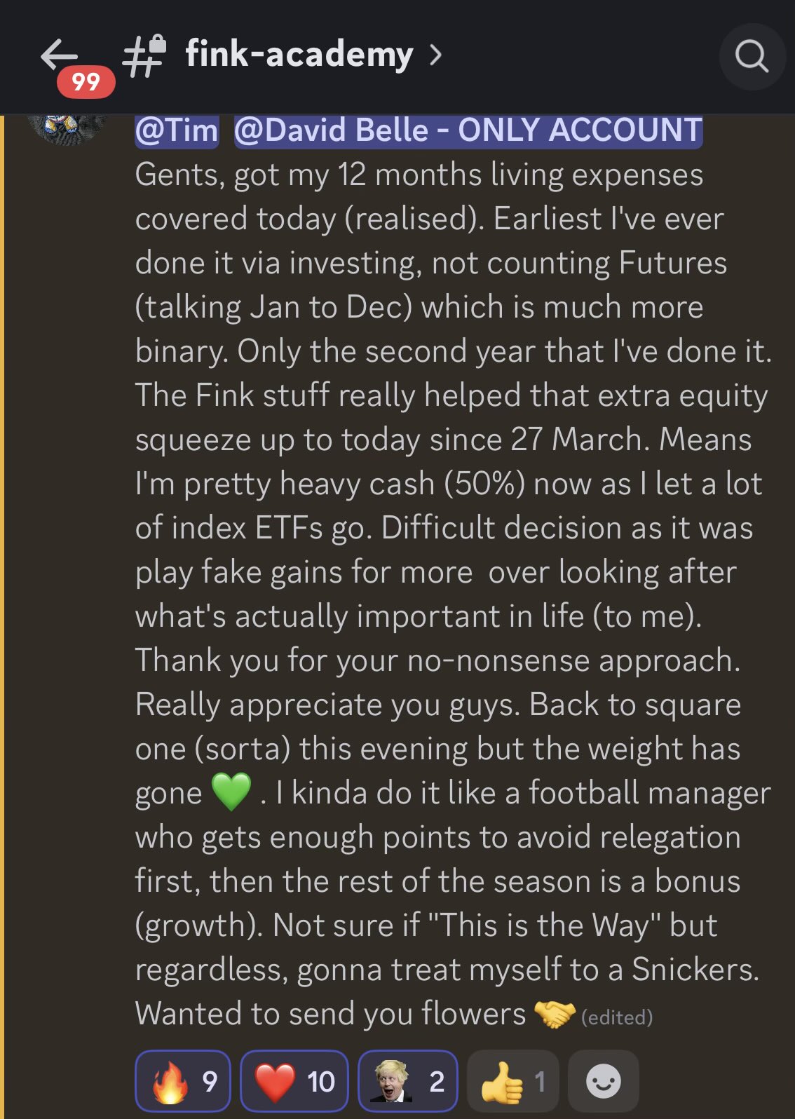 FINK member testimonial screenshot