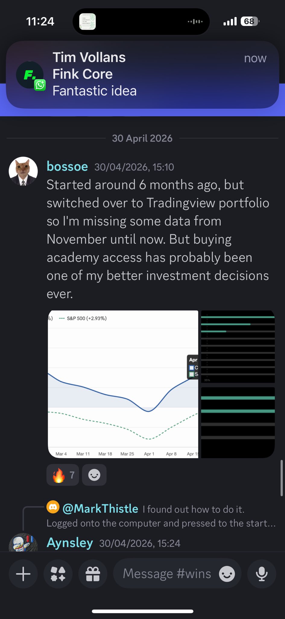FINK member testimonial screenshot