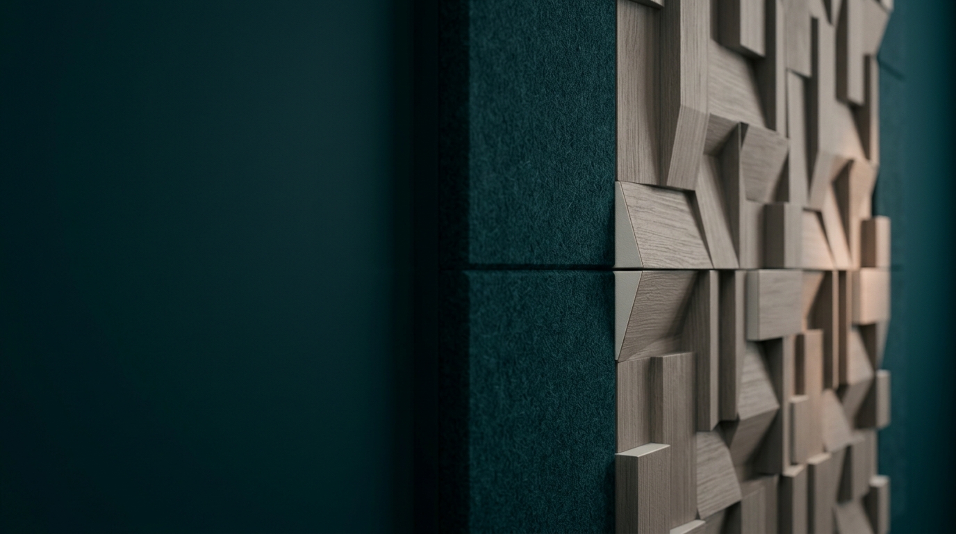 Architectural acoustic wall panels and diffusers in modern listening space