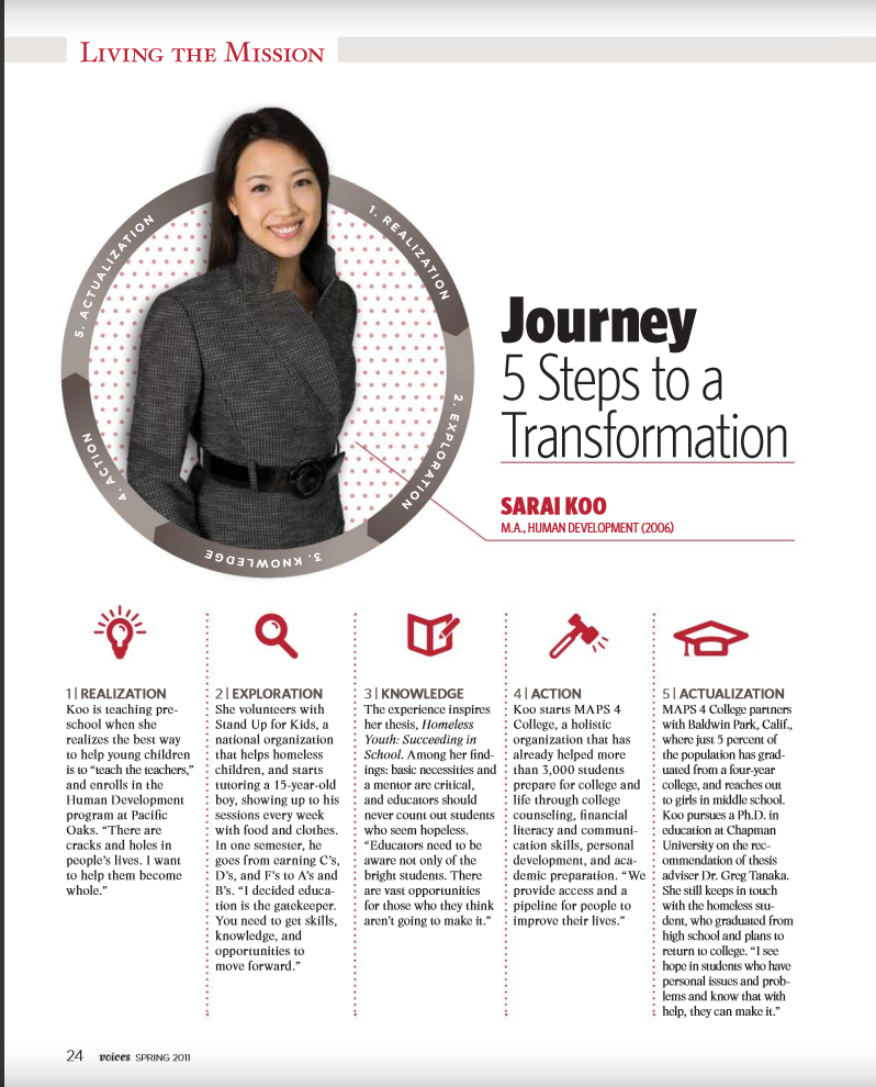 Voices publication related to Dr. Sarai Koo's scholarship