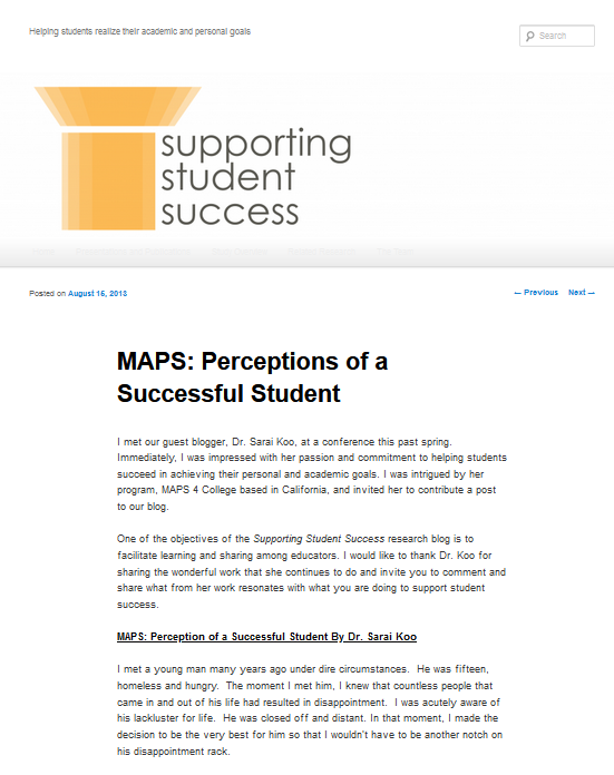 MAPS: Perceptions of a Successful Student by Dr. Sarai Koo