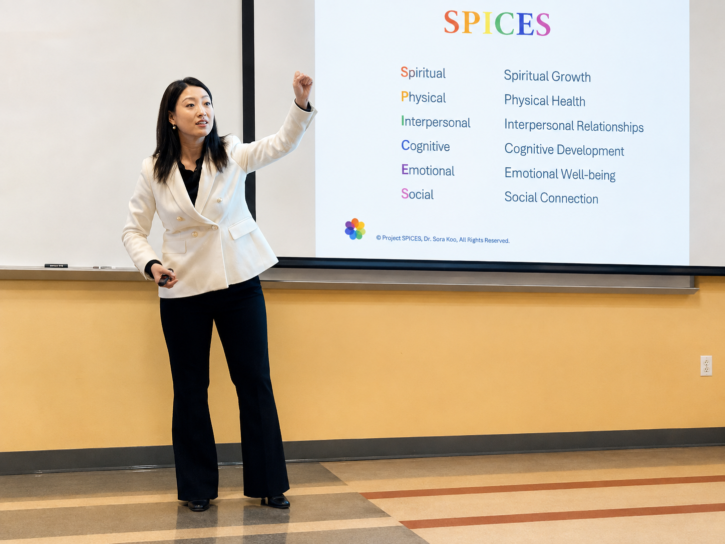 Dr. Sarai Koo presenting the Project SPICES framework