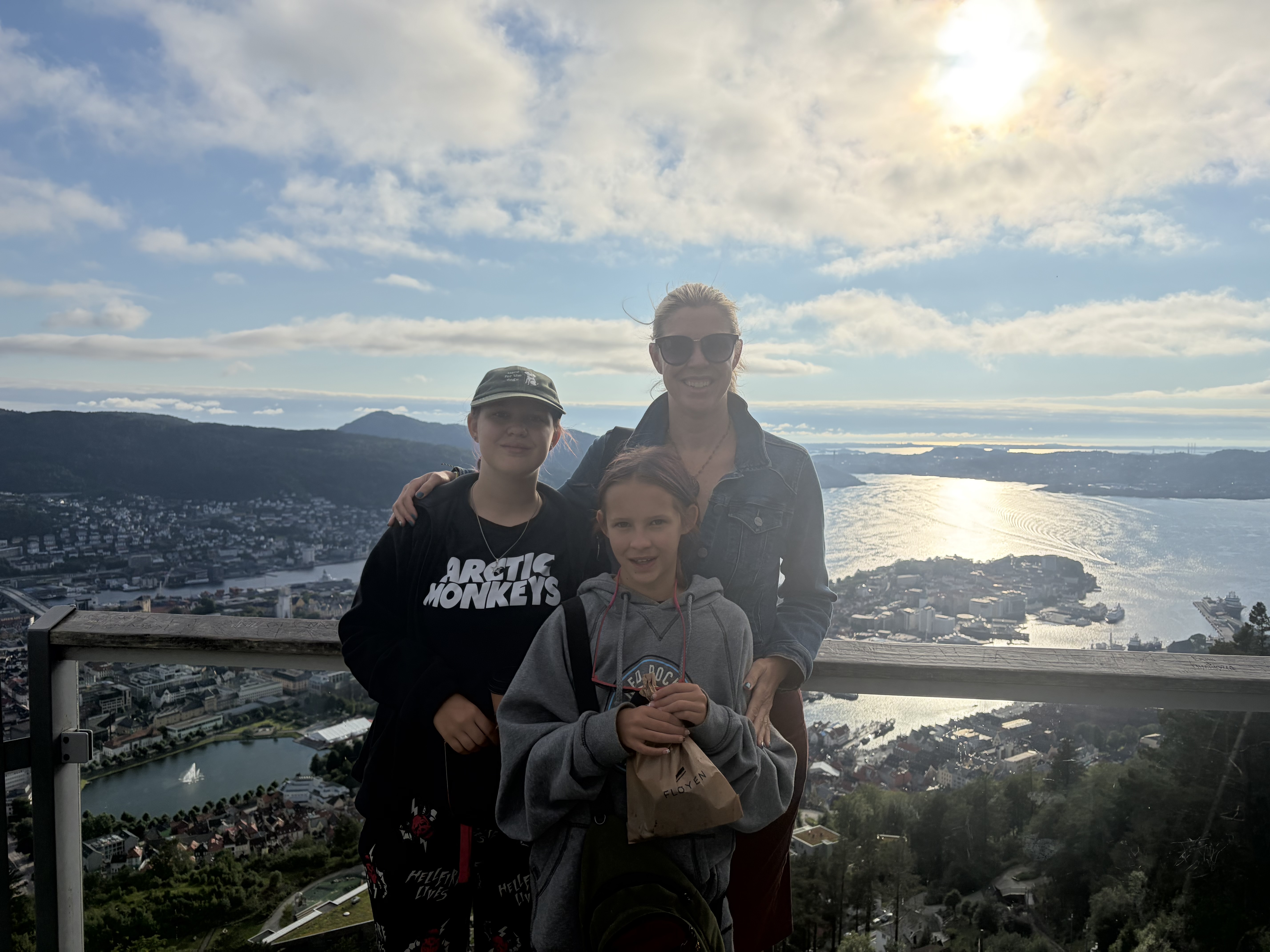 Meg with her daughters in Bergen, Norway