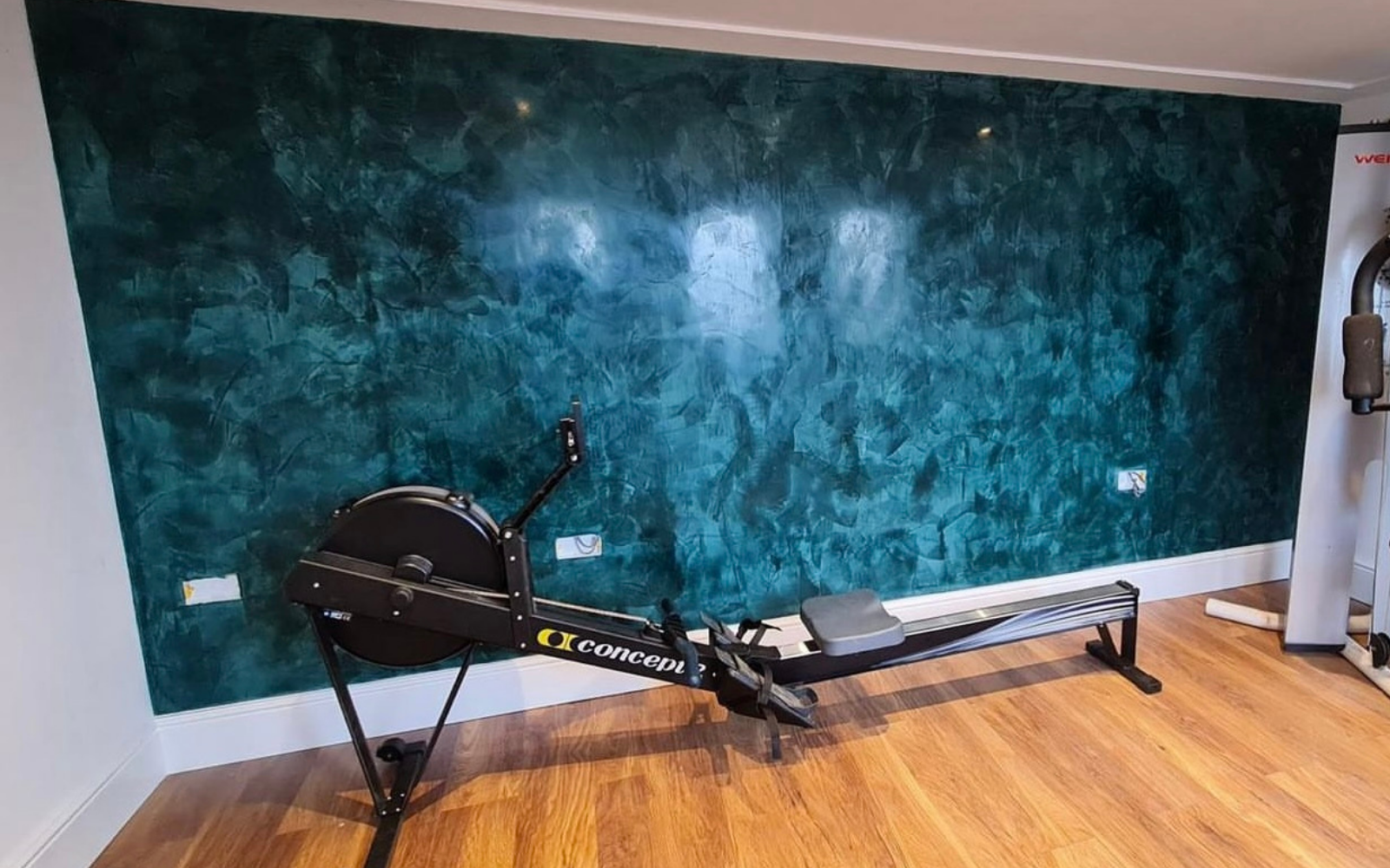 A large residential Venetian plaster feature wall installation