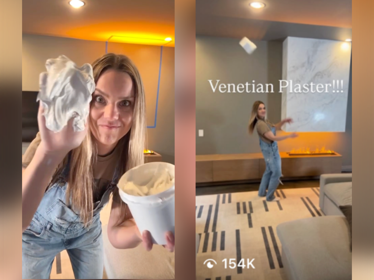Venetian plaster work completed by an Italiwalls student