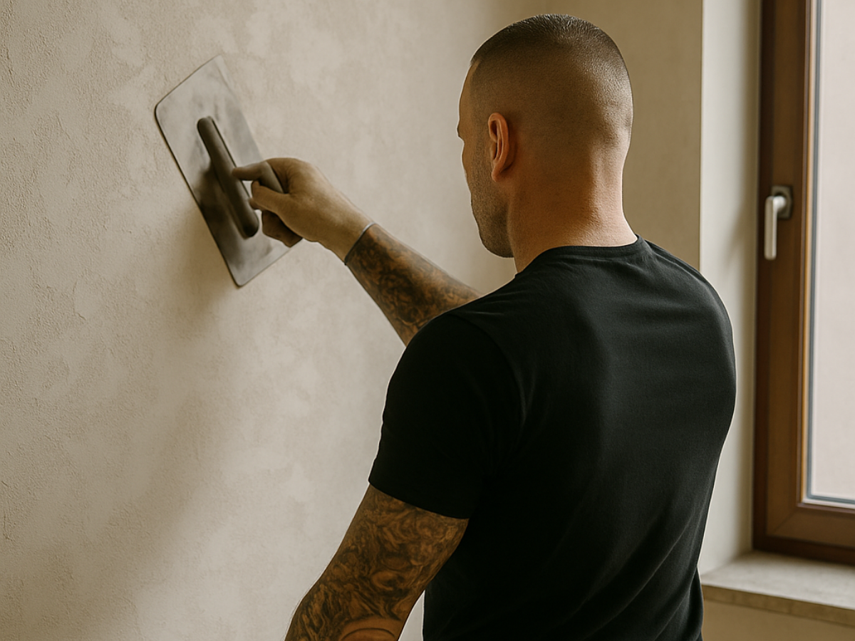 Venetian plaster work completed by an Italiwalls student