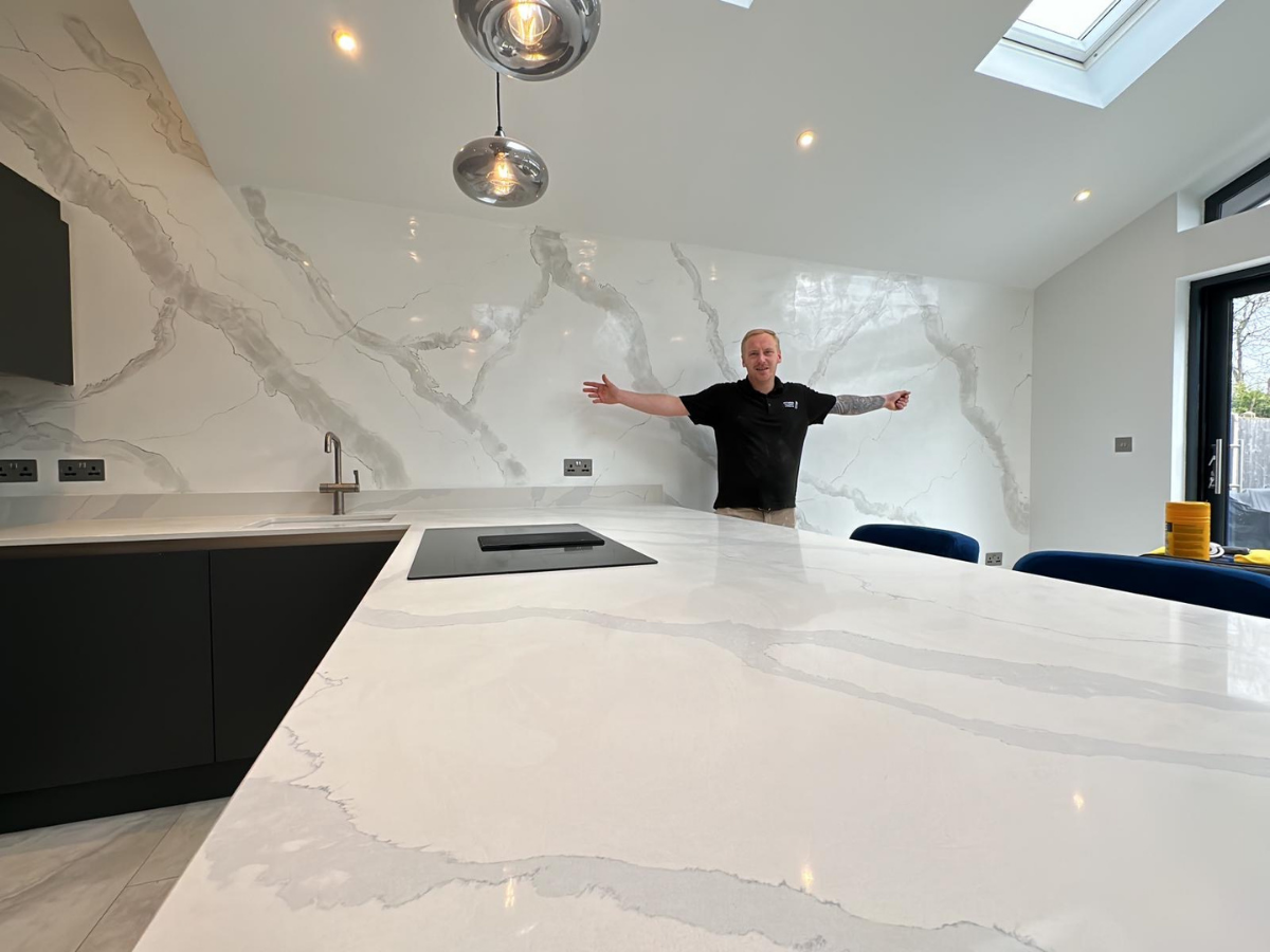 Venetian plaster work completed by an Italiwalls student