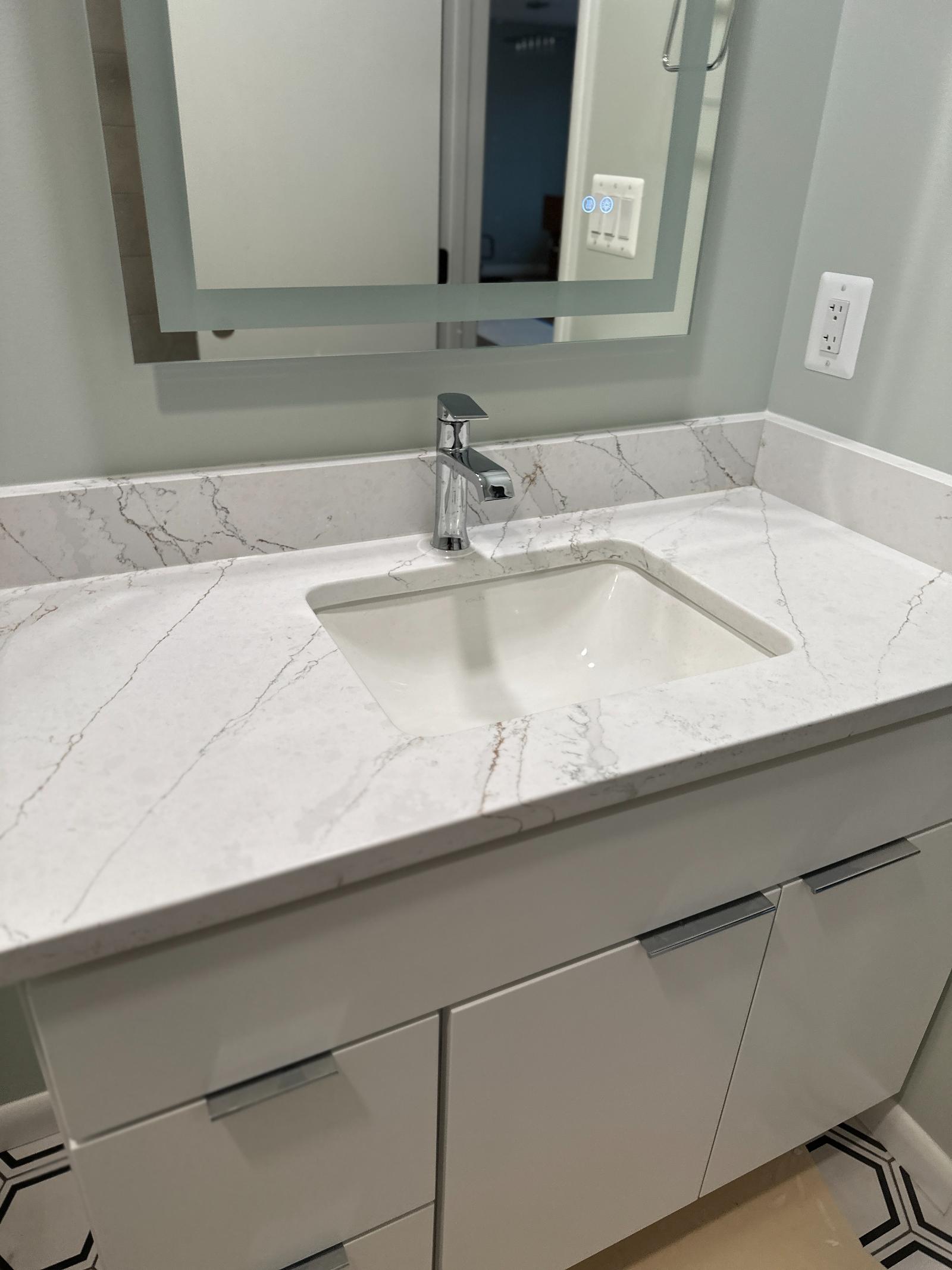 Marble vanity top with undermount sink, bathroom by Star Granite & Marble