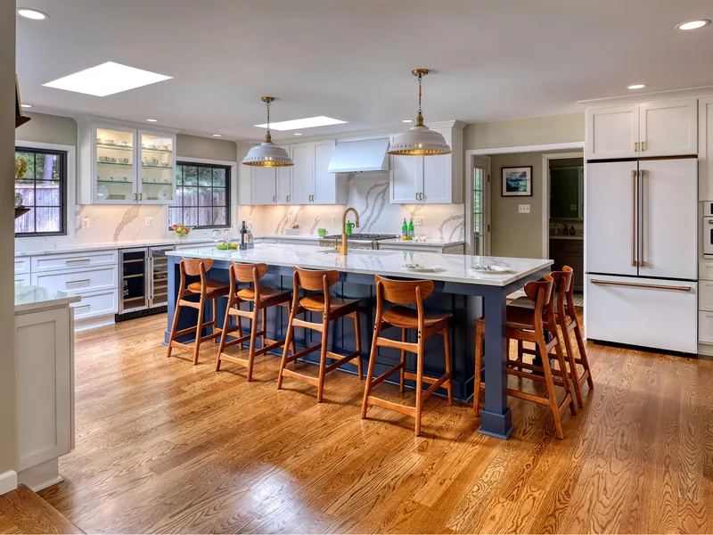 Kitchen cabinetry with stone countertop