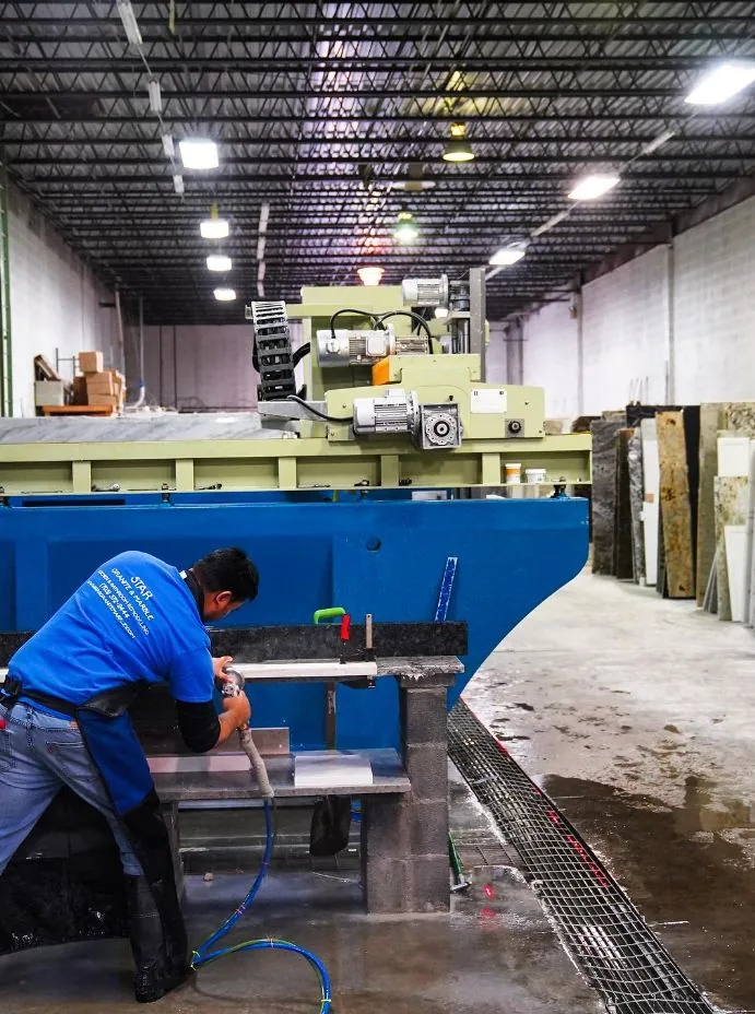 Edge work in the Star Granite & Marble shop