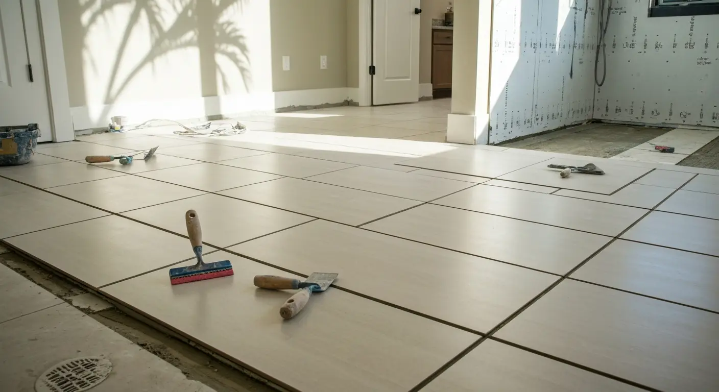 Tile bathroom flooring installation