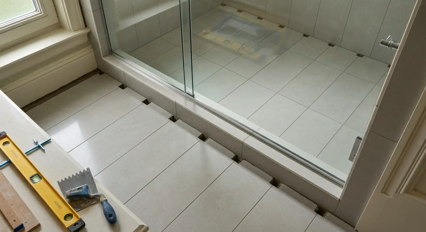 Bathroom tile floor and shower installation
